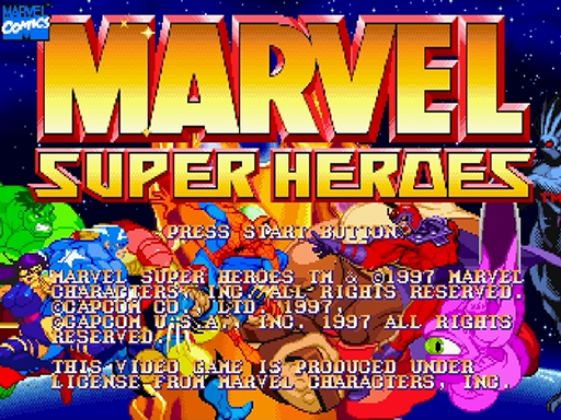 Marvel Super Heroes title screen for Sega Saturn